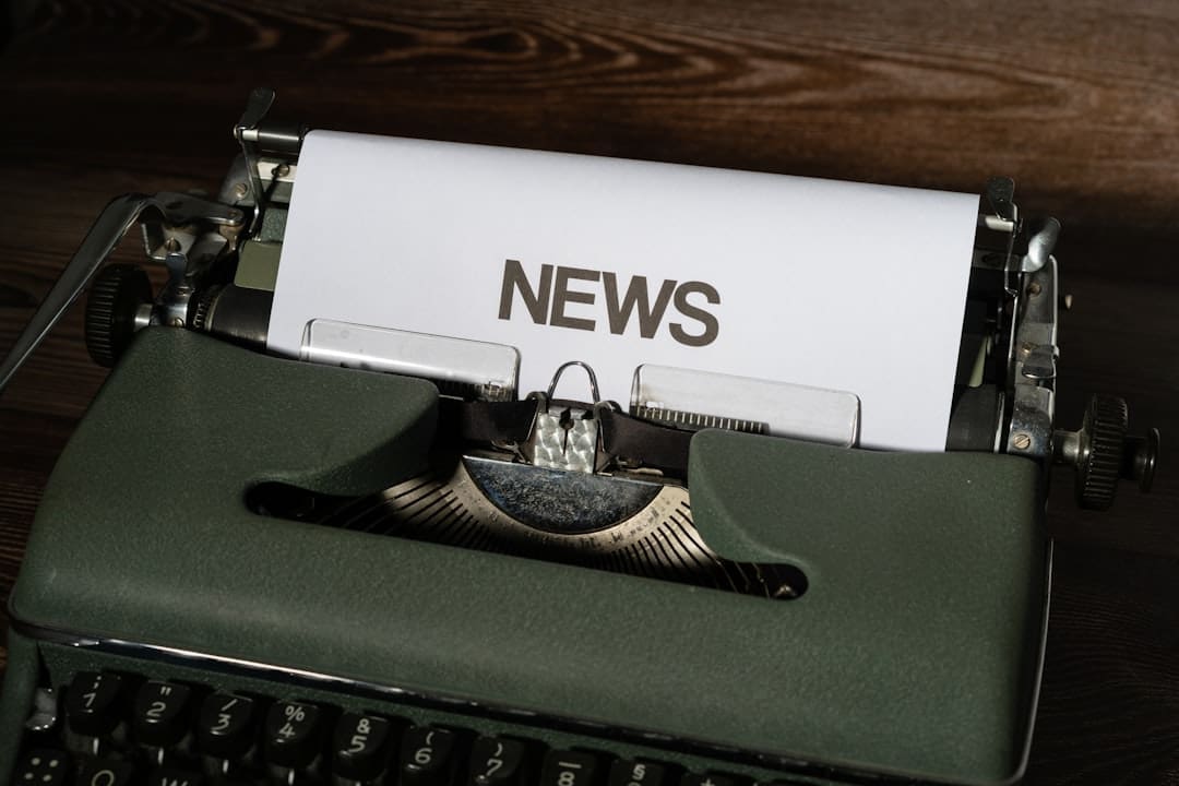 ADA updates. A close up of a typewriter with news paper on it
